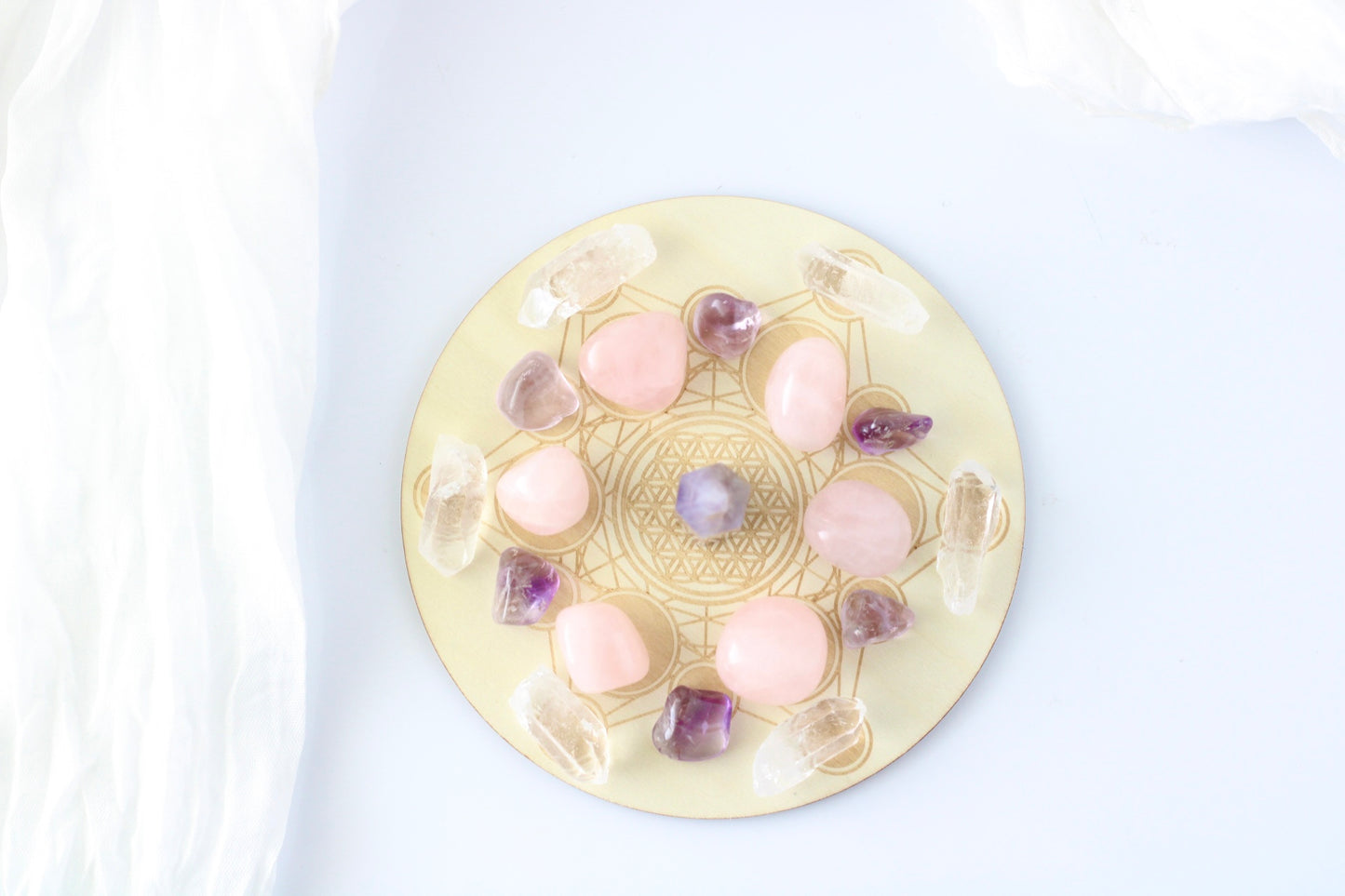 Crystal Grid Board | Metatron's Cube with Flower of Life | Sacred Geometry