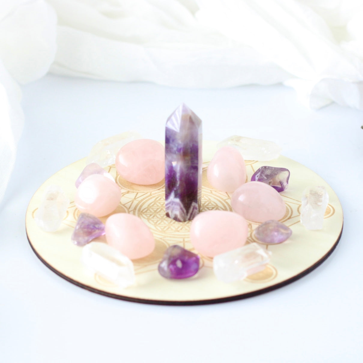 Crystal Grid Board | Metatron's Cube with Flower of Life | Sacred Geometry