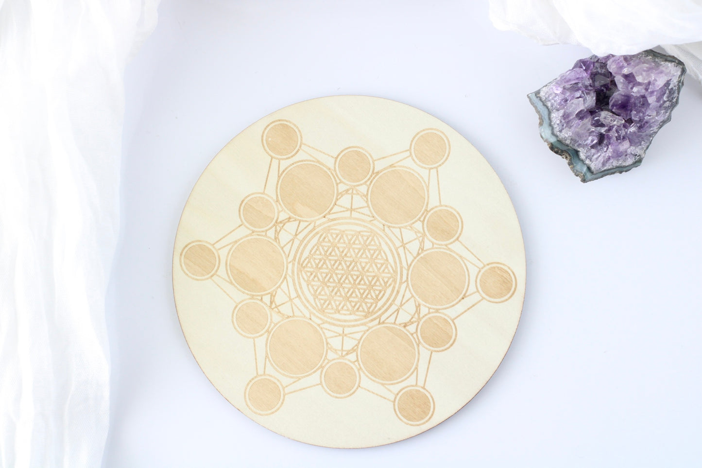 Crystal Grid Board | Metatron's Cube with Flower of Life | Sacred Geometry